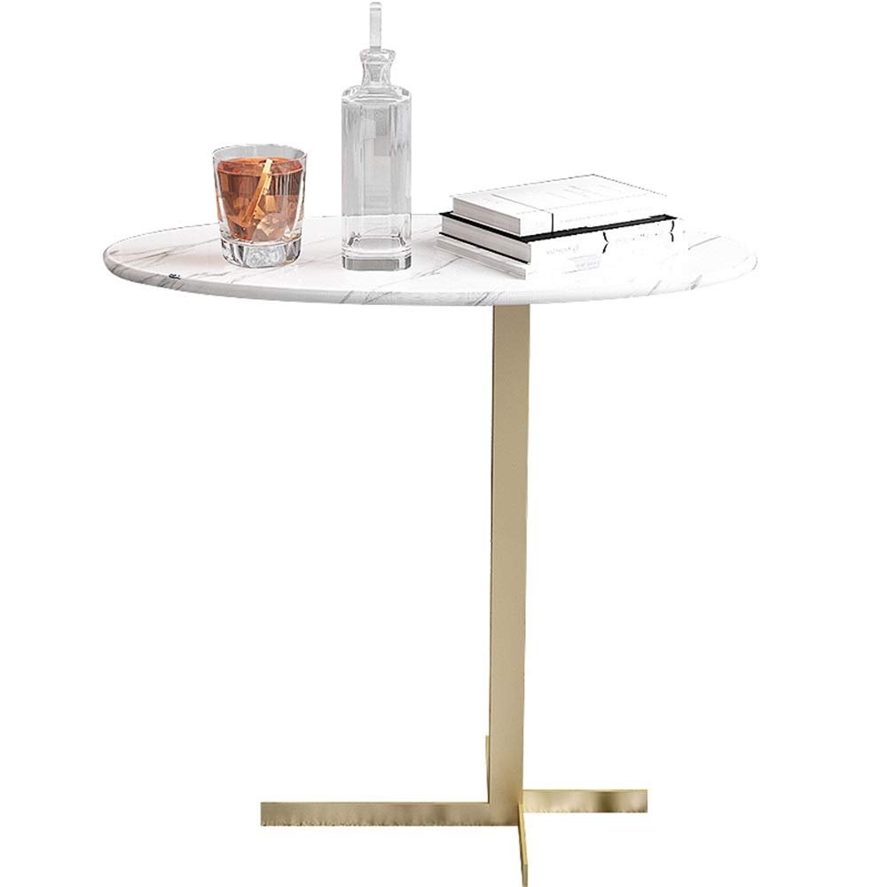 Coffee Tables WFF Oval Sofa Side Table, Balcony Lounge Table, Simple Bedside Table, Marble Table Top, Metal Frame -50cm25cm50cm