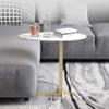 Coffee Tables WFF Oval Sofa Side Table, Balcony Lounge Table, Simple Bedside Table, Marble Table Top, Metal Frame -50cm25cm50cm view 2