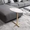 Coffee Tables WFF Oval Sofa Side Table, Balcony Lounge Table, Simple Bedside Table, Marble Table Top, Metal Frame -50cm25cm50cm view 4