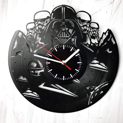 Vinyl Wall Clock Compatible with Darth Vader Made of Vinyl Record Decor Handmade Design - Gifts idea Birthday, Wedding, Anniversary, Women, Men, Friends, Girlfriend Boyfriend and Teens