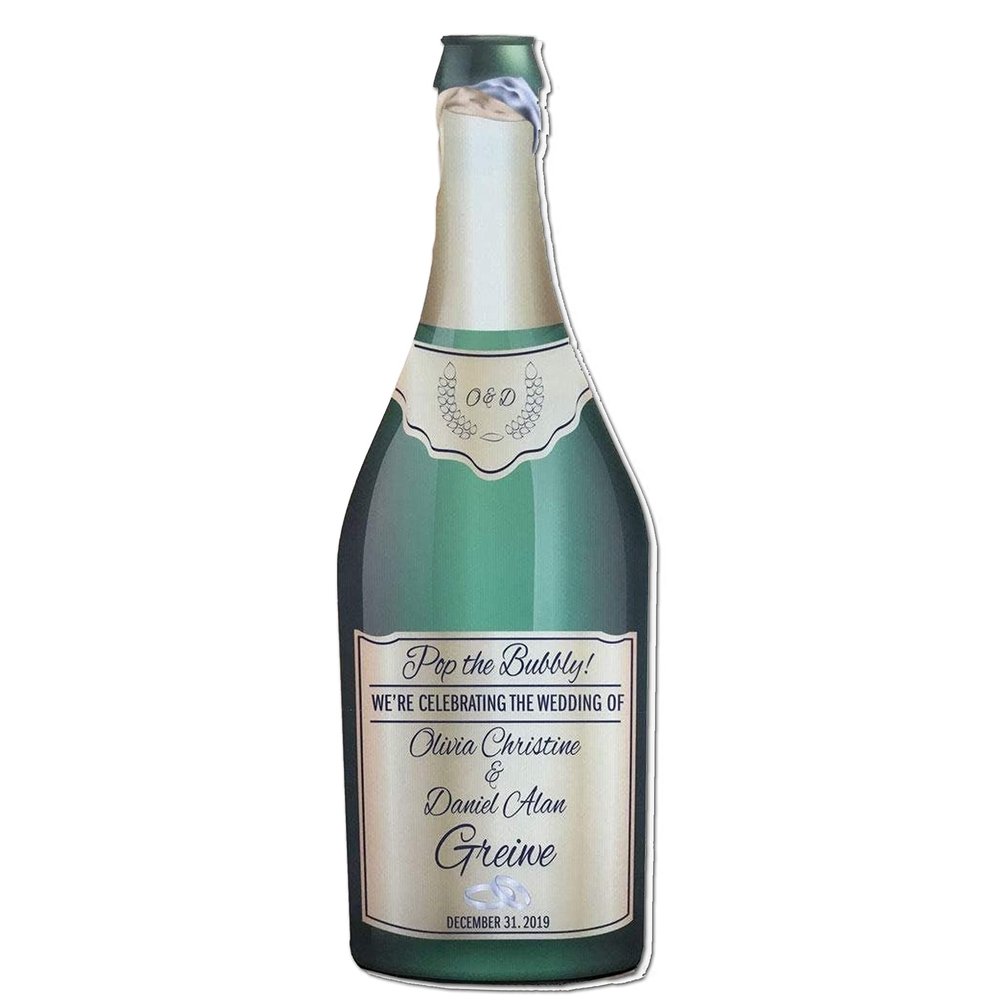 Personalized Life Size Champagne Bottle Sign - Wedding, Bridal Shower, Engagment Party Decoration