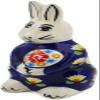 Polmedia Polish Pottery Bunny Figurine - Waterlily Pattern Handmade in Boleslawiec Poland + Certificate of Authenticity view 1