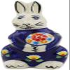 Polmedia Polish Pottery Bunny Figurine - Waterlily Pattern Handmade in Boleslawiec Poland + Certificate of Authenticity view 2