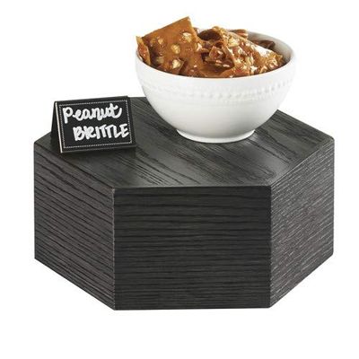 Cinderwood Collection  Hexagon Riser  12DIA x 5H  Dark-Stained Oak