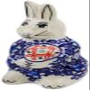 Polmedia Polish Pottery Bunny Figurine - Flowers On The Lake Pattern Handmade in Boleslawiec Poland + Certificate of Authenticity view 1