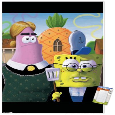 Trends International Nickelodeon Spongebob - American Gothic Wall Poster, 22.375" x 34", Premium Poster & Mount Bundle