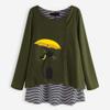 Long Sleeve Tee Blouse Women, Amiley Women Plus Size Cat Print Striped Button Long Sleeve T Shirts Casual Soft Tops Blouses Army Green view 2