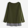 Long Sleeve Tee Blouse Women, Amiley Women Plus Size Cat Print Striped Button Long Sleeve T Shirts Casual Soft Tops Blouses Army Green view 3