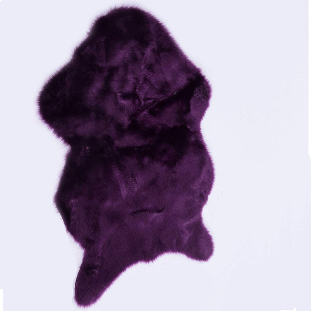 Luxury Soft Faux Sheepskin Chair Cover Seat Pad Shaggy Bedroom Carpet Plush Fur Area Rugs 2 x 3 (Purple)