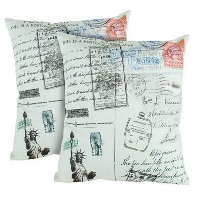 Wayborn Multi Color Freedom Postcard Design Throw Pillow 17"X17" (One Pair)
