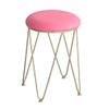 BAR STOOL RENRUIRUI Metal Gold Hollow Polygon Frame Soft Bag Cushion Non-Slip Foot Cover Bar Counter Dressing Table Stool (Color : Pink) view 1