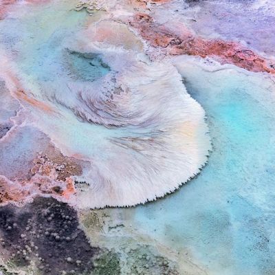 Posterazzi PDDUS51CHA0281LARGE Artistic Patterns at New Blue Spring in Winter in Yellowstone National Park, Wyoming, USA Photo Print, 24 x 36, Multi