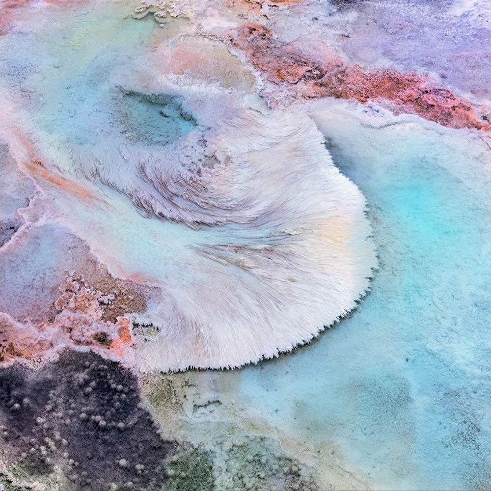 Posterazzi PDDUS51CHA0281LARGE Artistic Patterns at New Blue Spring in Winter in Yellowstone National Park, Wyoming, USA Photo Print, 24 x 36, Multi