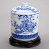 Blue and White Chinese Porcelain Vase Traditional Antique Temple Jar Vase with Base China Ming Style Ceramic Vase Artwork Hand Made Decoration-e H28xd20cm view 1