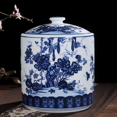Blue and White Ceramic Flower Vases Traditional Porcelain Vase Decorative Ceramic Vase Artwork Chinese Traditional Decoration Hand Made-a H28cmxd20cm