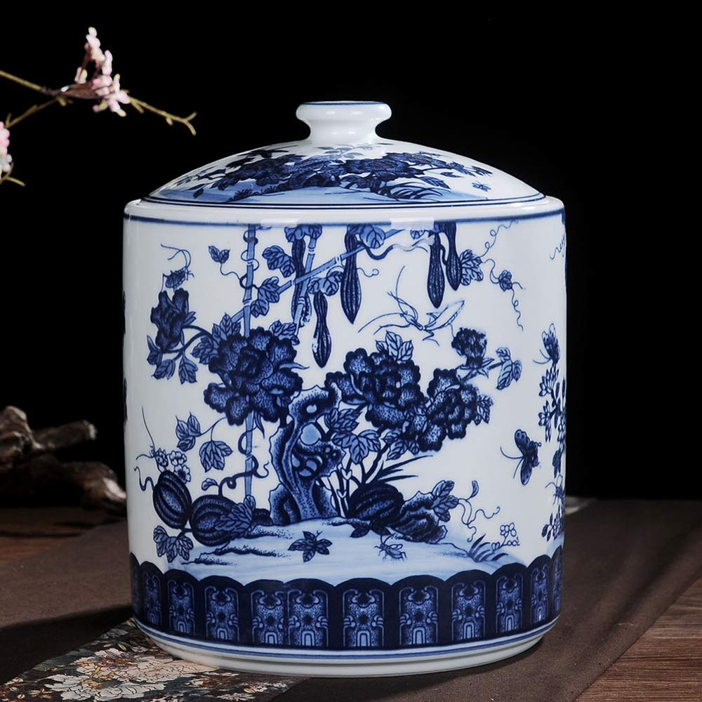 Blue and White Ceramic Flower Vases Traditional Porcelain Vase Decorative Ceramic Vase Artwork Chinese Traditional Decoration Hand Made-a H28cmxd20cm