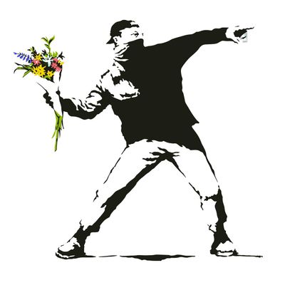 Banksy Flower Throw Wall Vinyl Sticker - Thrower Art Gift Decal - Banksy Flower Decal - Banksy Flower Decal - Banksy Sticker Thrower