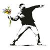 Banksy Flower Throw Wall Vinyl Sticker - Thrower Art Gift Decal - Banksy Flower Decal - Banksy Flower Decal - Banksy Sticker Thrower view 1