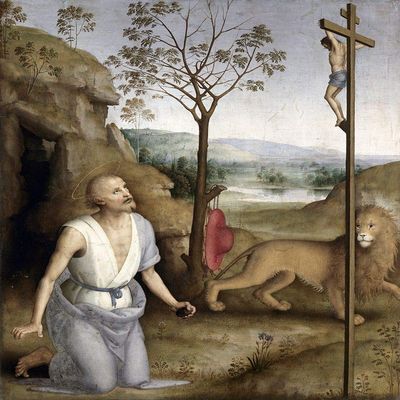 Posterazzi PDX279396LARGE St. Jerome in The Desert Photo Print, 24 x 36, Multi