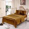 4 Pieces Satin Sheets 100% Pure Silk Luxurious Ultra-Soft Smooth Bedding Collection, 19" Deep Pocket 1Fitted Sheet,1Flat Sheet,2 Satin Pillowcases (Coffee/Cal Queen) view 1