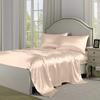 4 Pieces Satin Sheets 100% Pure Silk Luxurious Ultra-Soft Smooth Bedding Collection, 19" Deep Pocket 1Fitted Sheet,1Flat Sheet,2 Satin Pillowcases (Beige/Cal Queen) view 1