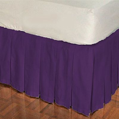 1 Piece Solid 30" Drop Multi Pleated Bed Skirt 600TC Egyptian Cotton (Purple, Calking)