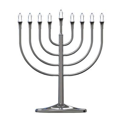 Zion Judaica LED Large Display Menorah Silver Electric Hanukah Menorah Powered by USB Hanukkiah with LED Flame-Shaped Bulbs Chanukah Lights Minorah Hanukah Dcor