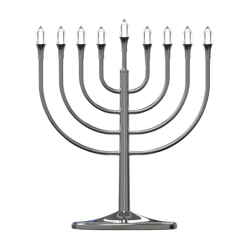 Zion Judaica LED Large Display Menorah Silver Electric Hanukah Menorah Powered by USB Hanukkiah with LED Flame-Shaped Bulbs Chanukah Lights Minorah Hanukah Dcor