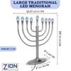 Zion Judaica LED Large Display Menorah Silver Electric Hanukah Menorah Powered by USB Hanukkiah with LED Flame-Shaped Bulbs Chanukah Lights Minorah Hanukah Dcor view 3