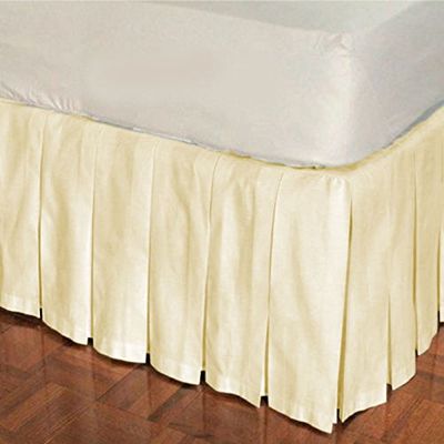 1 Piece Solid 30" Drop Multi Pleated Bed Skirt 600TC Egyptian Cotton (Ivory, King)