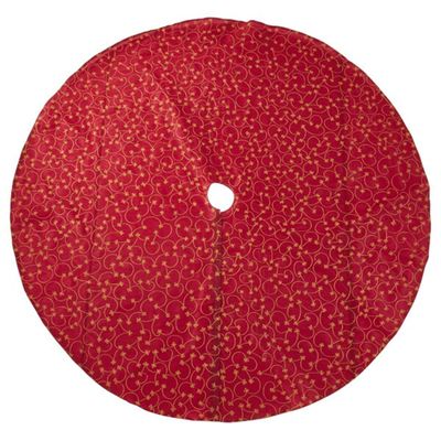 Fennco Styles Elegant Gold Embroidery Burgundy Christmas Tree Skirt 70 Inch Round for Home, Holiday Decoration and Special Occasion