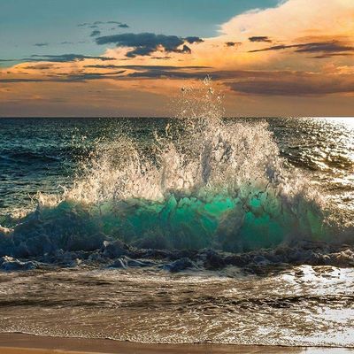Posterazzi PDX3AP4874LARGE Wave Crashing on The Beach, Kauai Island, Hawaii Photo Print, 36 x 24, Multi