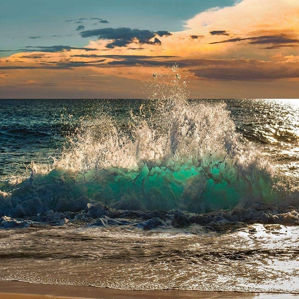 Posterazzi PDX3AP4874LARGE Wave Crashing on The Beach, Kauai Island, Hawaii Photo Print, 36 x 24, Multi