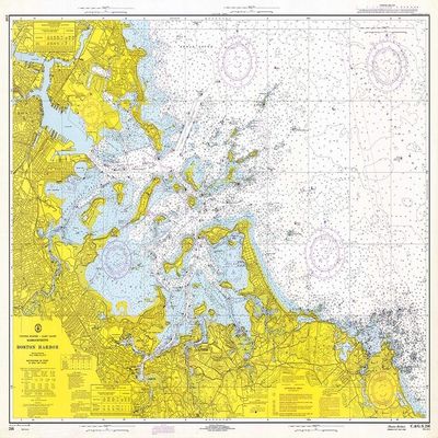 Posterazzi PDX450533LARGE Nautical Chart-Boston Harbor ca. 1970 Photo Print, 36 x 24, Multi