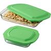 4 Piece Glass Baking Dish Set with Green Lids view 1