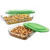 4 Piece Glass Baking Dish Set with Green Lids view 2