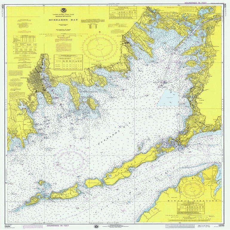 Posterazzi PDX450524LARGE Nautical Chart - Buzzards Bay ca. 1974 Photo Print, 24 x 36, Multi
