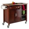 Contemporary Home Living Wooden Top Rolling Kitchen Cart with Storage - 42.75" - Walnut Finish view 1