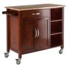 Contemporary Home Living Wooden Top Rolling Kitchen Cart with Storage - 42.75" - Walnut Finish view 2