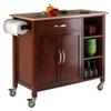 Contemporary Home Living Wooden Top Rolling Kitchen Cart with Storage - 42.75" - Walnut Finish view 3