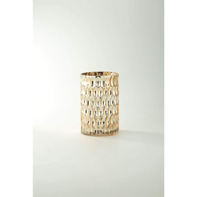 8 Metallic Gold Cylindrical Shaped Glass Vase