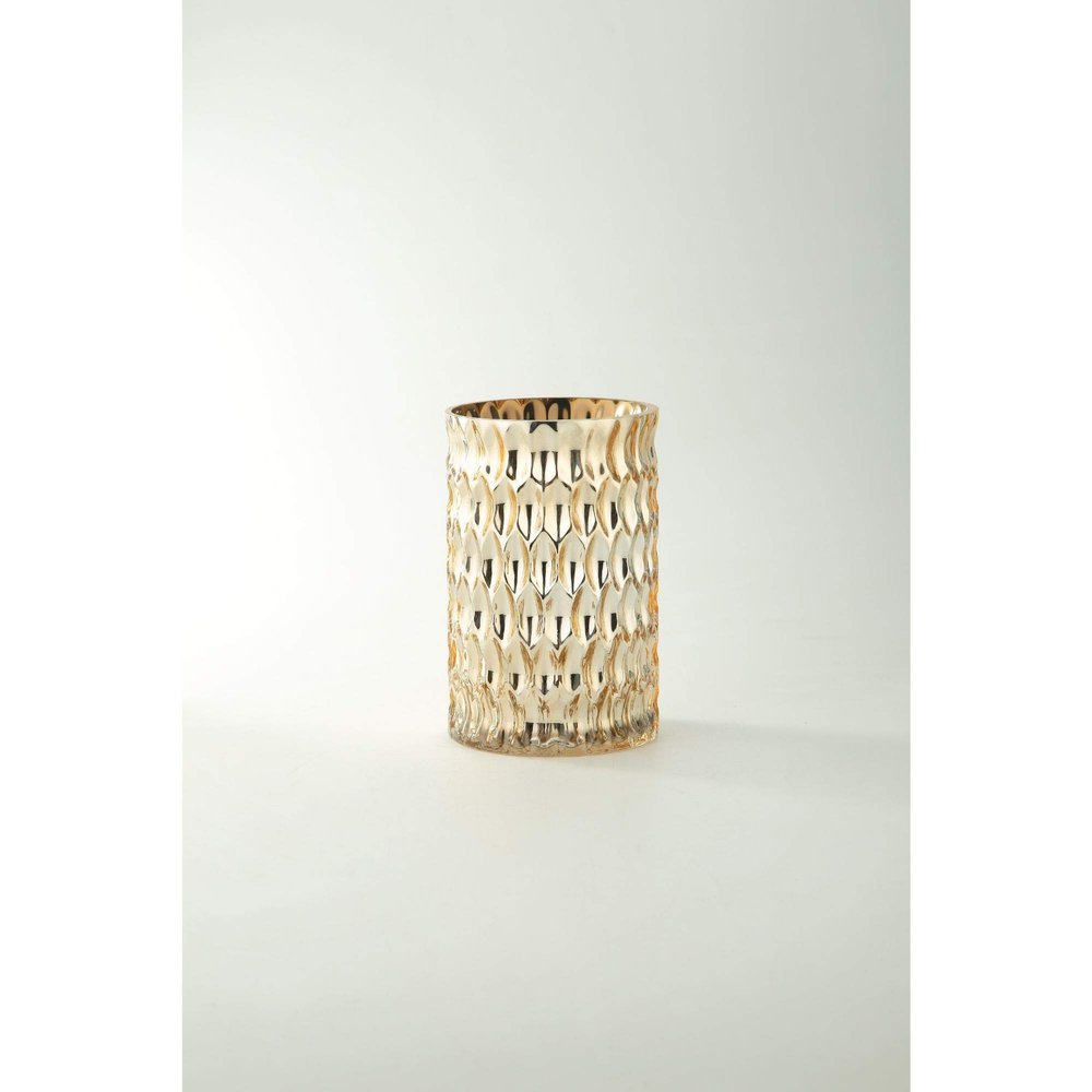 8 Metallic Gold Cylindrical Shaped Glass Vase