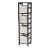 Contemporary Home Living Set of 5 Espresso Brown and Beige Storage Shelf and Baskets, 54.75" view 1