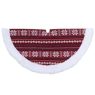 20" Gray and Red Snowflakes Lodge Mini Christmas Tree Skirt with High Pile Fleece Trim