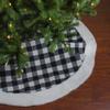 48" Black and White Buffalo Plaid Christmas Tree Skirt with High Pile Fleece Trim view 2