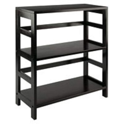 Contemporary Home Living 29 Espresso Black Storage Shelf or Bookcase with Two Tier Wide