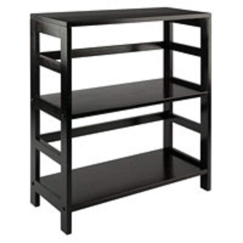 Contemporary Home Living 29 Espresso Black Storage Shelf or Bookcase with Two Tier Wide