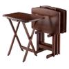 Contemporary Home Living Set of 4 Rich Walnut Oversize Folding Snack Table 25.5" view 1