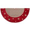 60" Burlap Glittered Snowflake Rustic Christmas Tree Skirt with Red Velvet Trim view 1