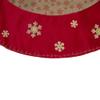 60" Burlap Glittered Snowflake Rustic Christmas Tree Skirt with Red Velvet Trim view 3